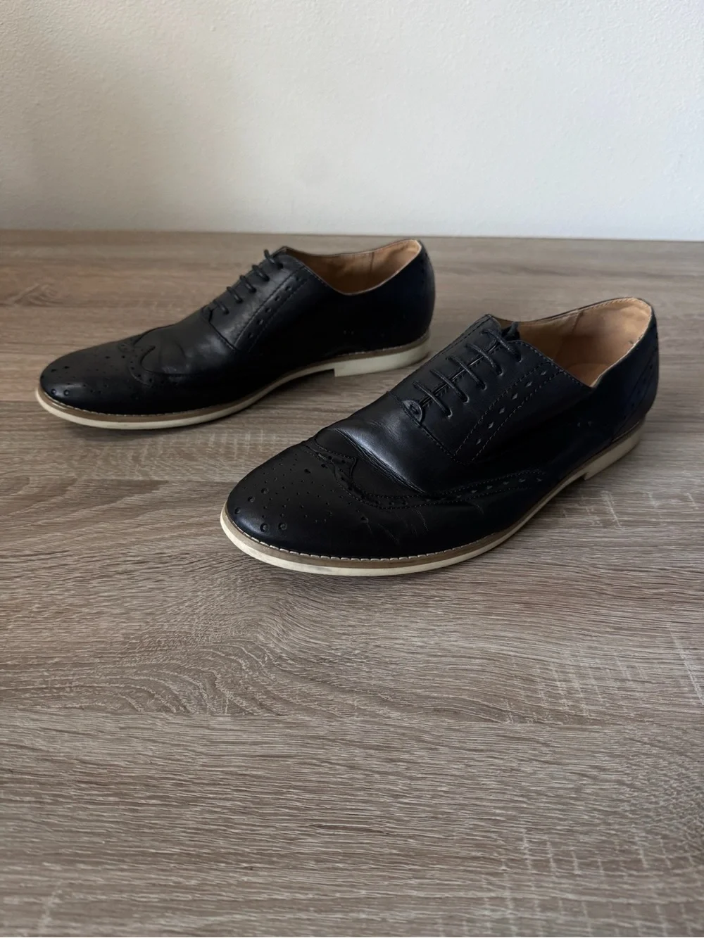 Steve‎ Madden Bolten Wingtip Oxford Shoes Mens 12 Black Leather Casual Dress